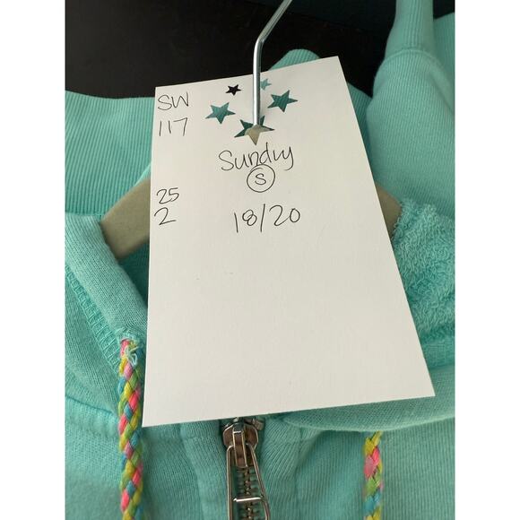 Sundry Hoodie Sweatshirt Women's Small Teal Full Zip Made in USA - Picture 3 of 7